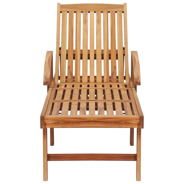 Sun Lounger With Table And Cushion Solid Teak Wood Tbltbxt