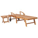 Sun Lounger With Table And Cushion Solid Teak Wood Tbltbxx