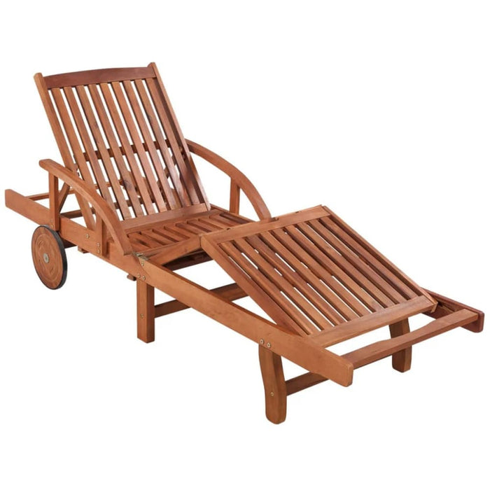 Sun Lounger With Table Solid Acacia Wood Axpka