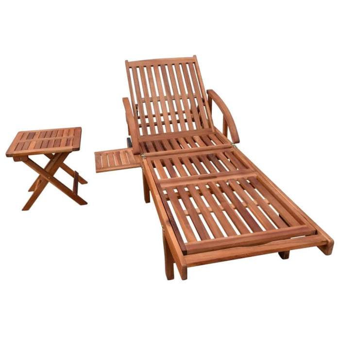 Sun Lounger With Table Solid Acacia Wood Axpka