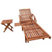 Sun Lounger With Table Solid Acacia Wood Axpka