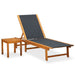 Sun Lounger with Table Solid Acacia Wood and Textilene Aoial