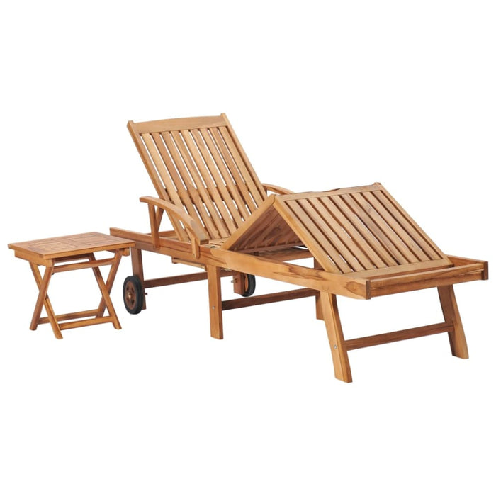 Sun Lounger with Table Solid Teak Wood Anboi
