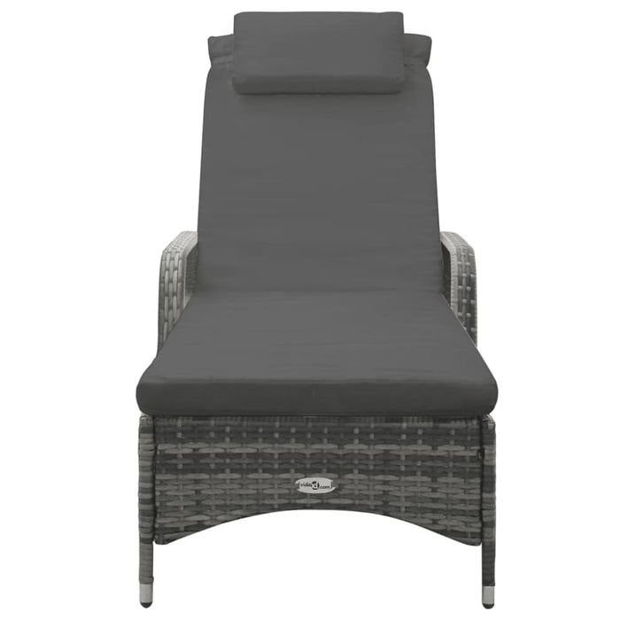 Sun Lounger with Wheels Poly Rattan Anthracite Akaki