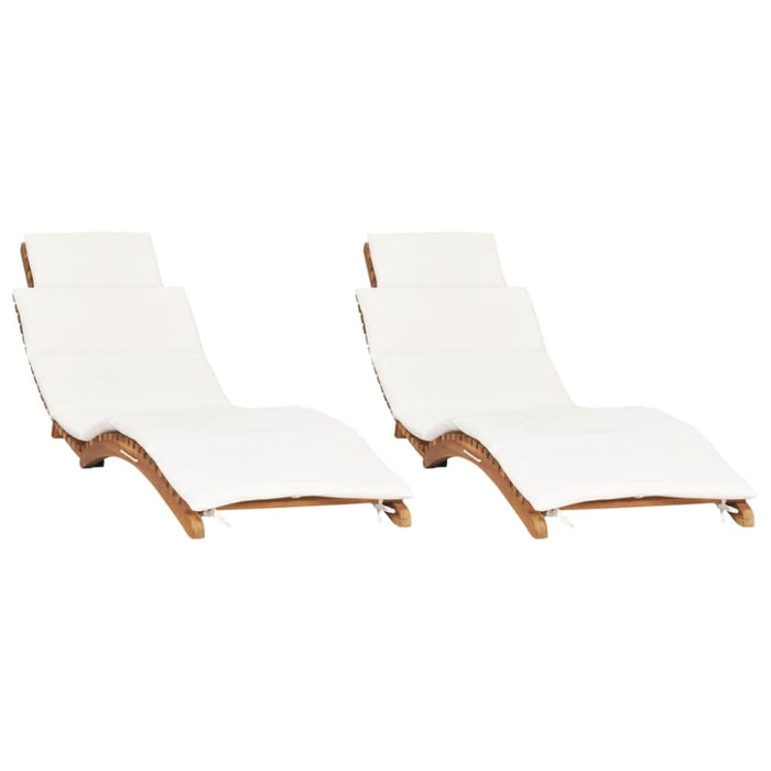 Sun Loungers 2 Pcs with Cushions Solid Wood Teak Toatltt