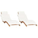 Sun Loungers 2 Pcs with Cushions Solid Wood Teak Toatltt