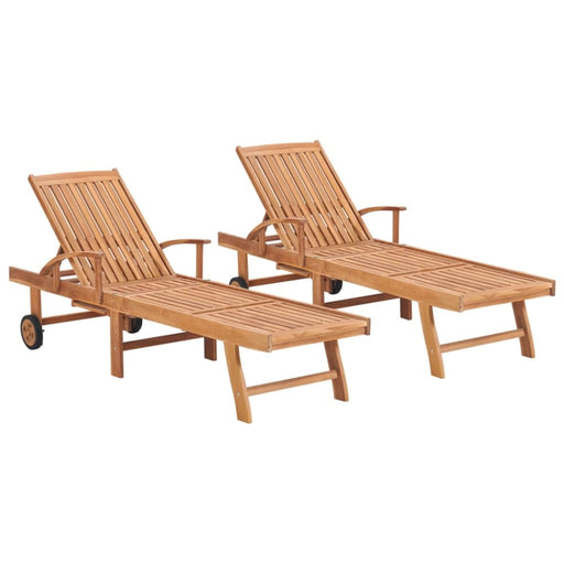 Sun Loungers 2 Pcs Solid Teak Wood Tbitolk