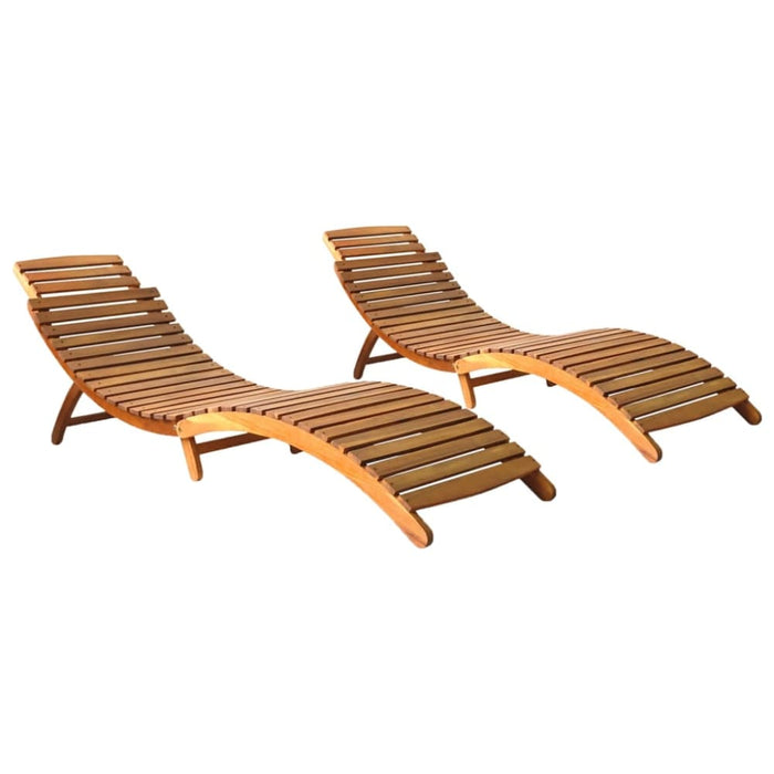 Sun Loungers 2 Pcs Solid Wood Acacia Tbiitlb