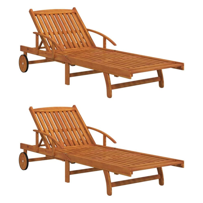 Sun Loungers 2 Pcs Solid Wood Acacia Tobakli