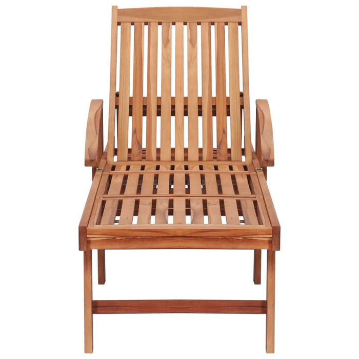 Sun Loungers 2 Pcs With Table And Cushion Solid Teak Wood