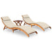 Sun Loungers 2 Pcs With Table And Cushions Solid Wood