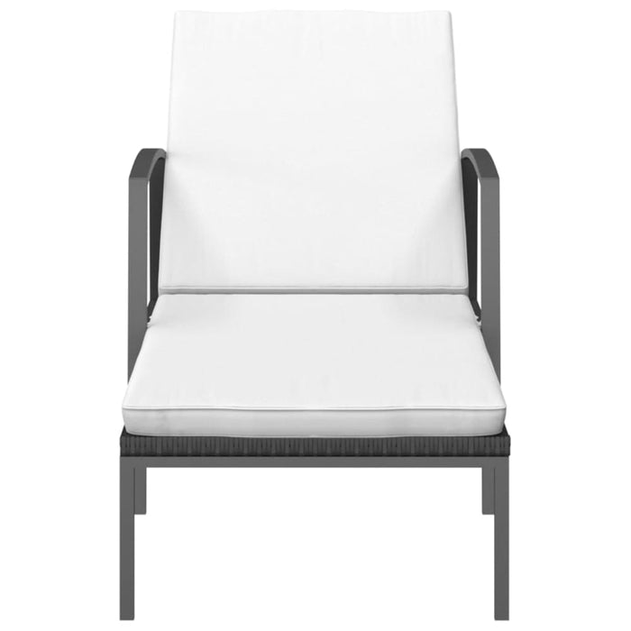 Sun Loungers 2 Pcs with Table Poly Rattan Black Toiltn