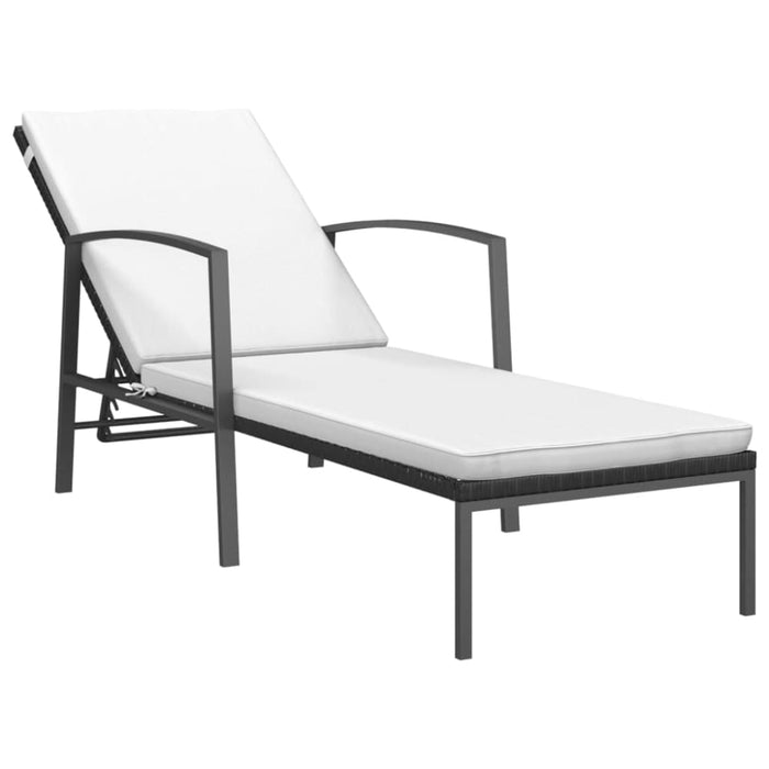 Sun Loungers 2 Pcs with Table Poly Rattan Black Toiltn