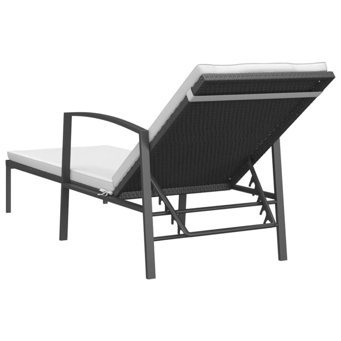 Sun Loungers 2 Pcs with Table Poly Rattan Black Toiltn