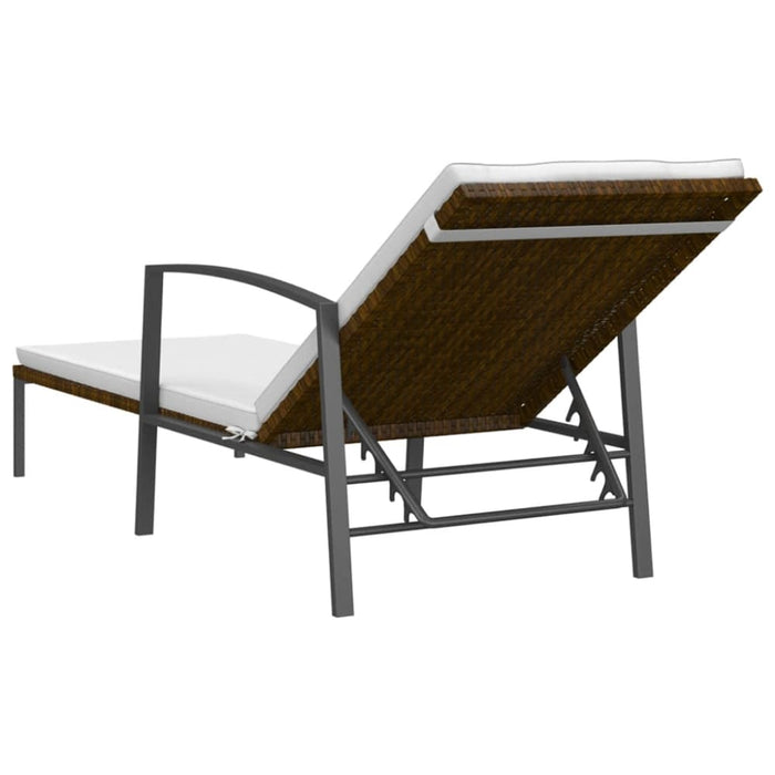 Sun Loungers 2 Pcs with Table Poly Rattan Brown Toilti