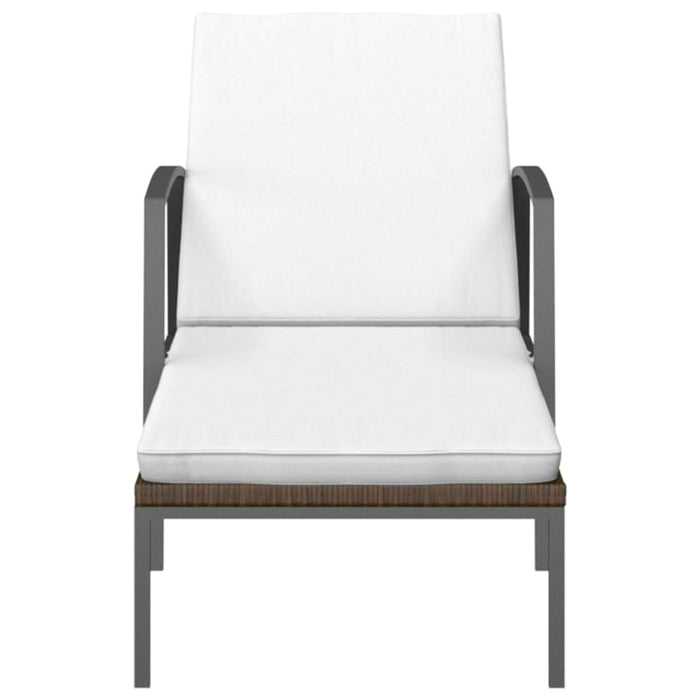 Sun Loungers 2 Pcs with Table Poly Rattan Brown Toilti