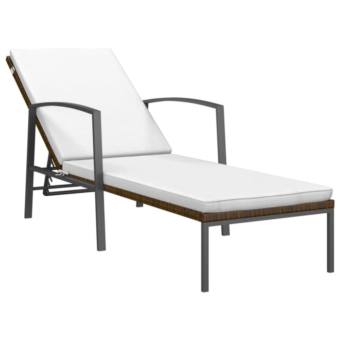 Sun Loungers 2 Pcs with Table Poly Rattan Brown Toilti