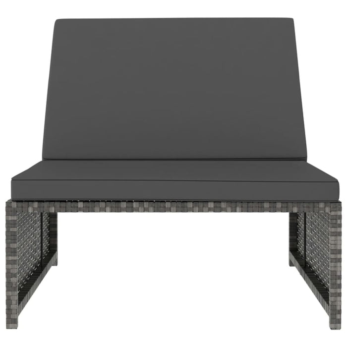 Sun Loungers 2 Pcs with Table Poly Rattan Grey Aiabo