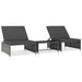 Sun Loungers 2 Pcs with Table Poly Rattan Grey Aiabo
