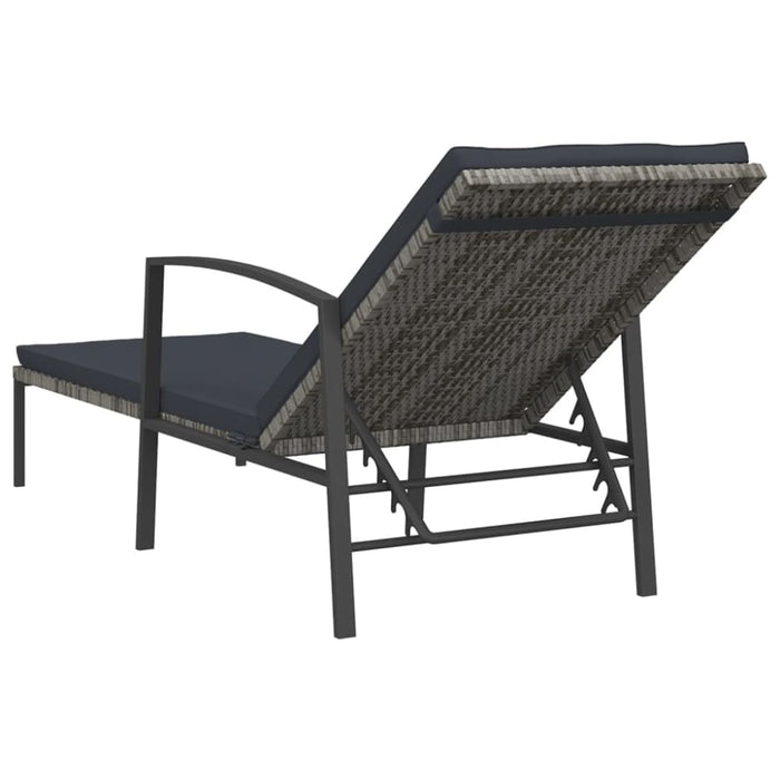 Sun Loungers 2 Pcs with Table Poly Rattan Grey Toiltk