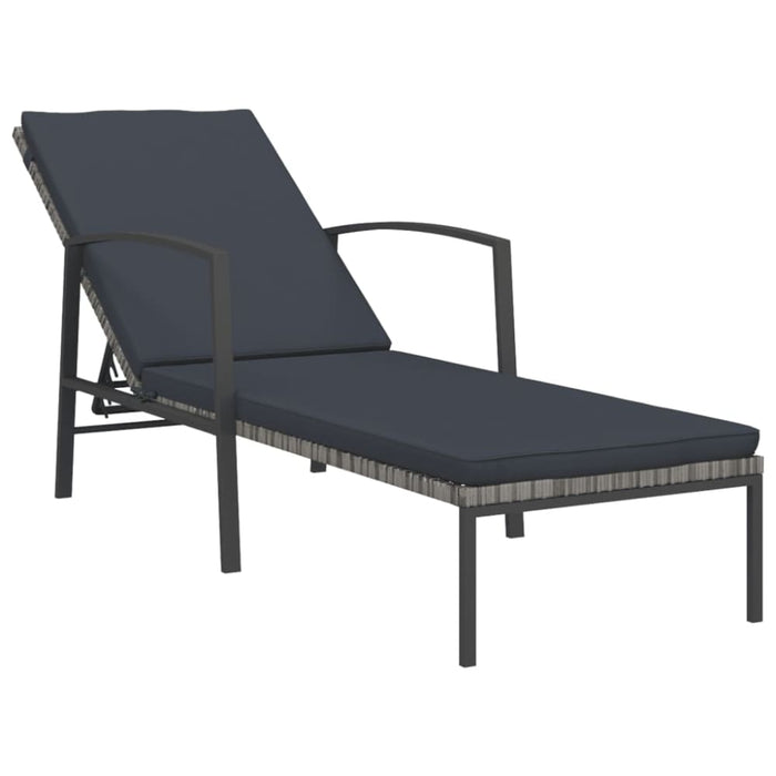 Sun Loungers 2 Pcs with Table Poly Rattan Grey Toiltk