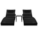 Sun Loungers 2 Pcs with Table Poly Rattan and Textilene