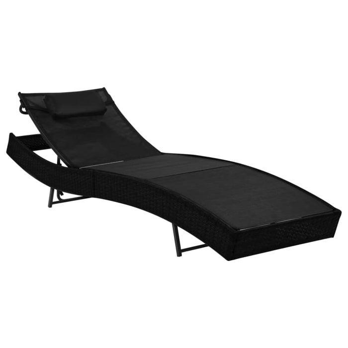 Sun Loungers 2 Pcs with Table Poly Rattan and Textilene