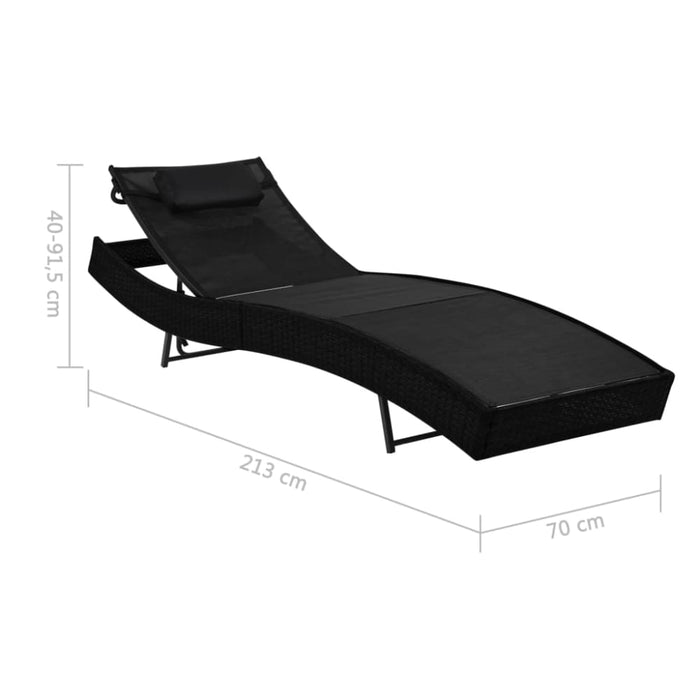 Sun Loungers 2 Pcs with Table Poly Rattan and Textilene