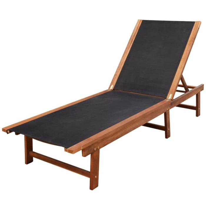 Sun Loungers 2 Pcs with Table Solid Acacia Wood