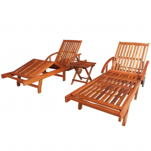 Sun Loungers 2 Pcs With Table Solid Acacia Wood Xiallx