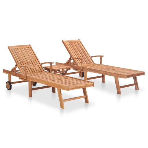 Sun Loungers 2 Pcs with Table Solid Teak Wood Tbpoati
