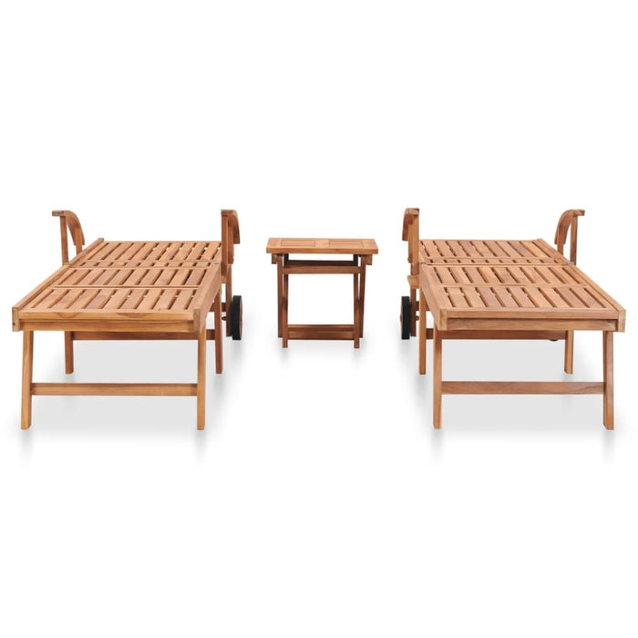 Sun Loungers 2 Pcs with Table Solid Teak Wood Tbpoati