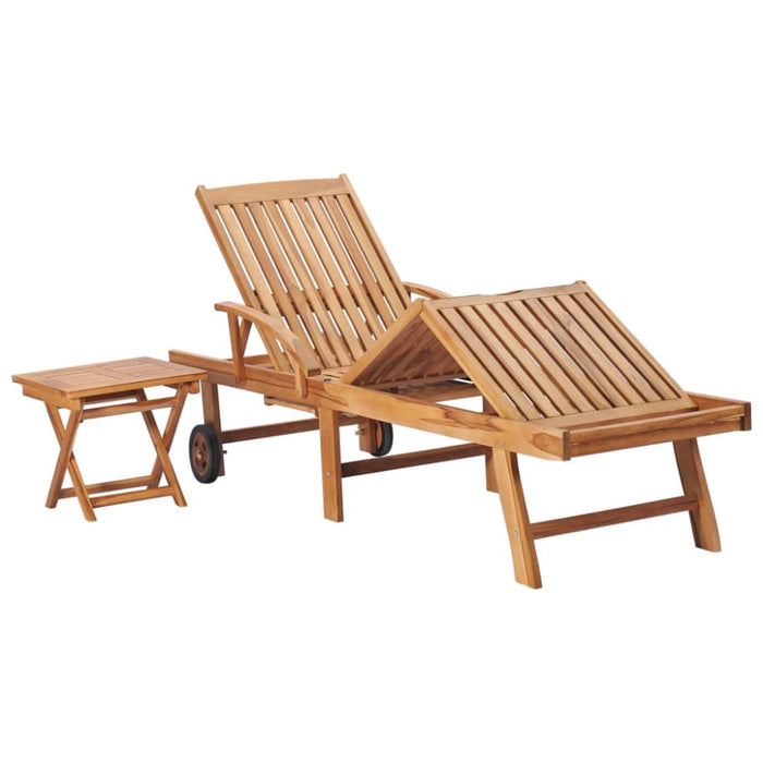 Sun Loungers 2 Pcs with Table Solid Teak Wood Tbpoati