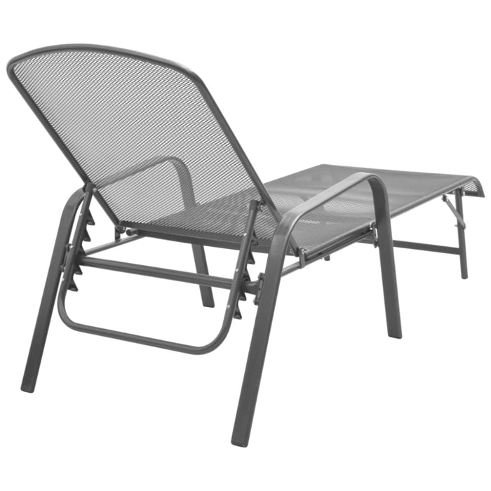 Sun Loungers 2 Pcs with Table Steel Anthracite Axixi