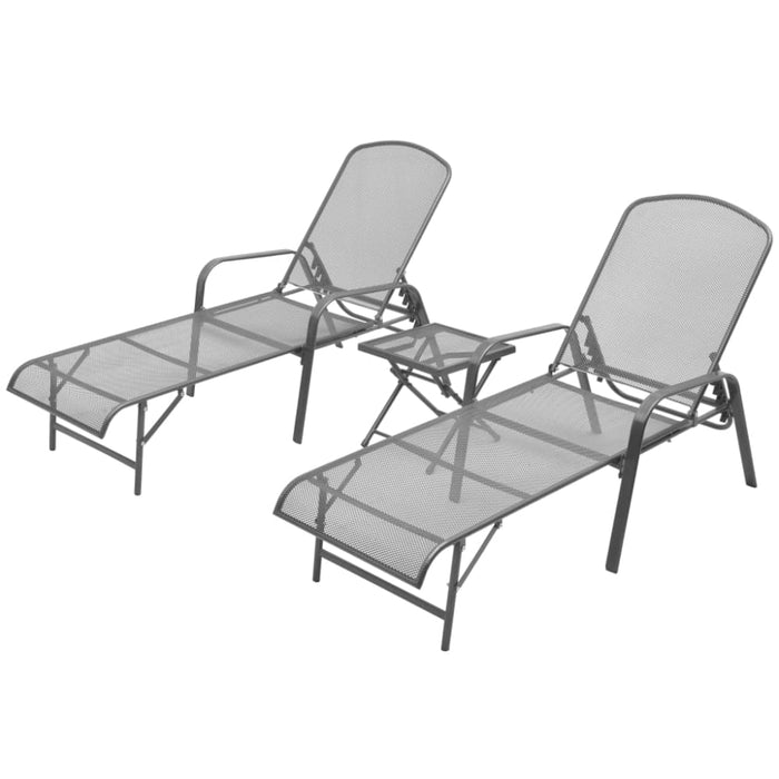 Sun Loungers 2 Pcs with Table Steel Anthracite Axixi