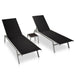 Sun Loungers 2 Pcs with Table Steel and Textilene Black