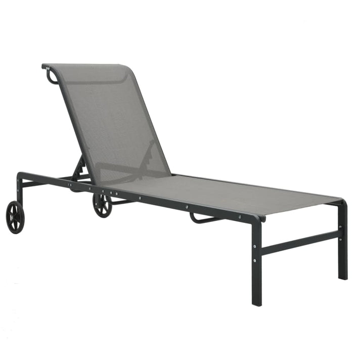 Sun Loungers 2 Pcs with Table Textilene and Steel Ainai