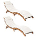 Sun Loungers with Cushions 2 Pcs Cream White Solid Wood