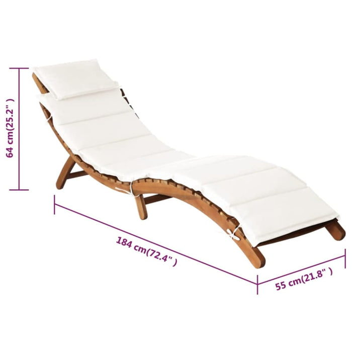Sun Loungers with Cushions 2 Pcs Cream White Solid Wood