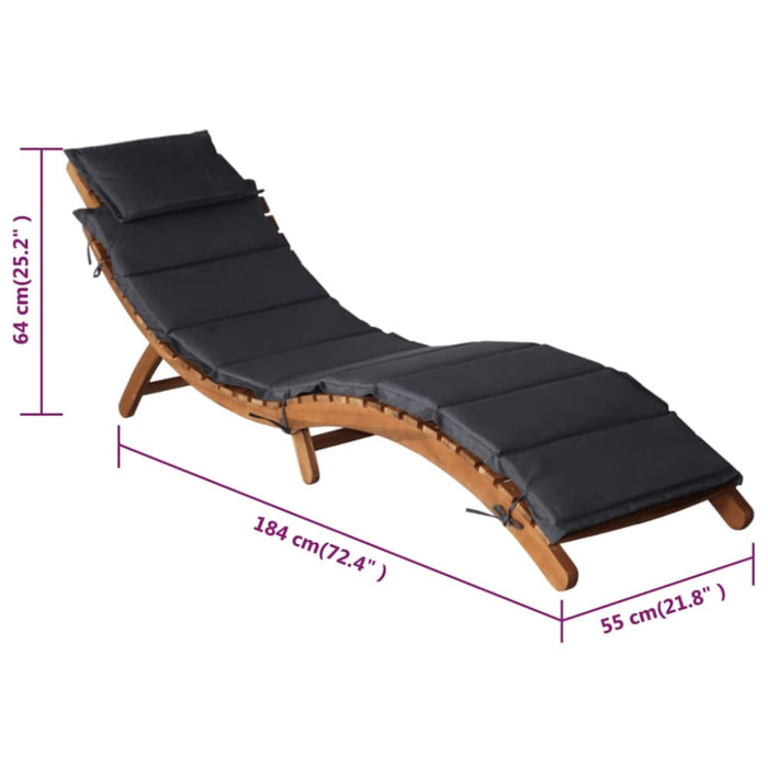 Sun Loungers with Cushions 2 Pcs Dark Grey Solid Wood