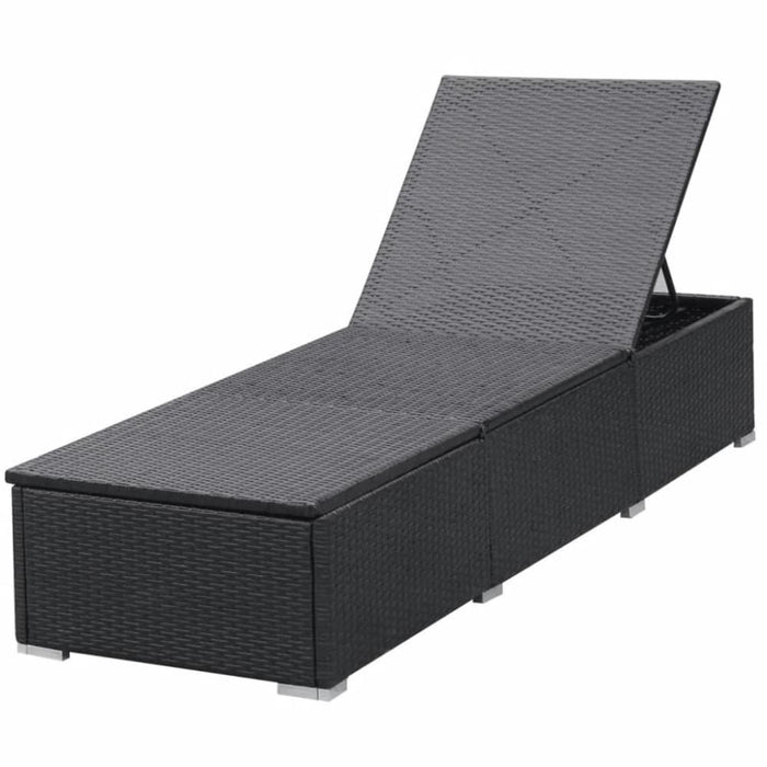 Sun Loungers with Cushions 2 Pcs Poly Rattan Black Xiibnn