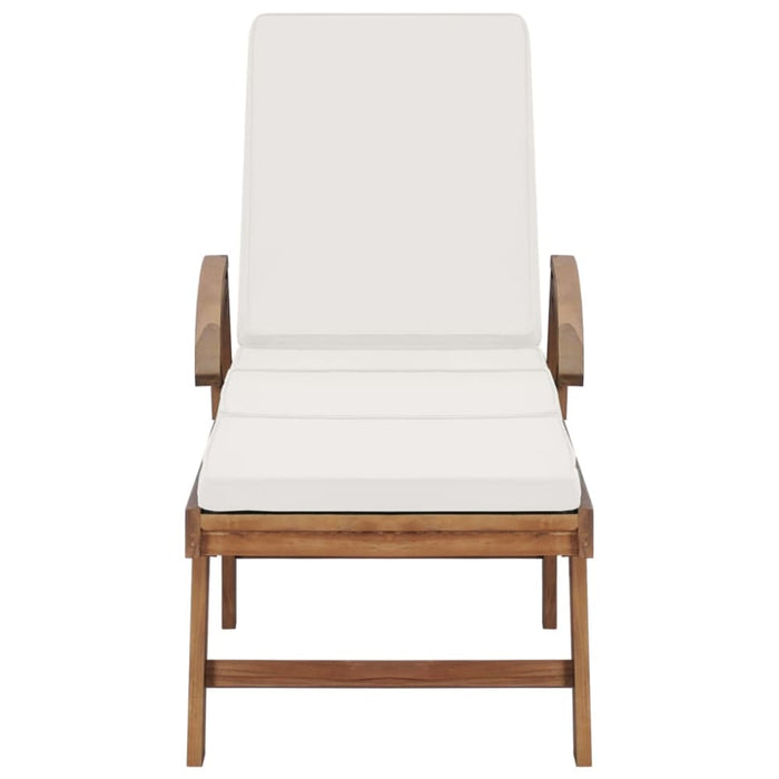 Sun Loungers with Cushions 2 Pcs Solid Teak Wood Cream