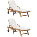 Sun Loungers with Cushions 2 Pcs Solid Teak Wood Cream