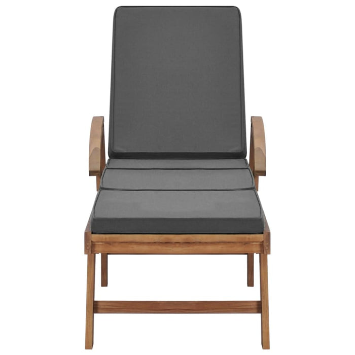 Sun Loungers with Cushions 2 Pcs Solid Teak Wood Dark Grey
