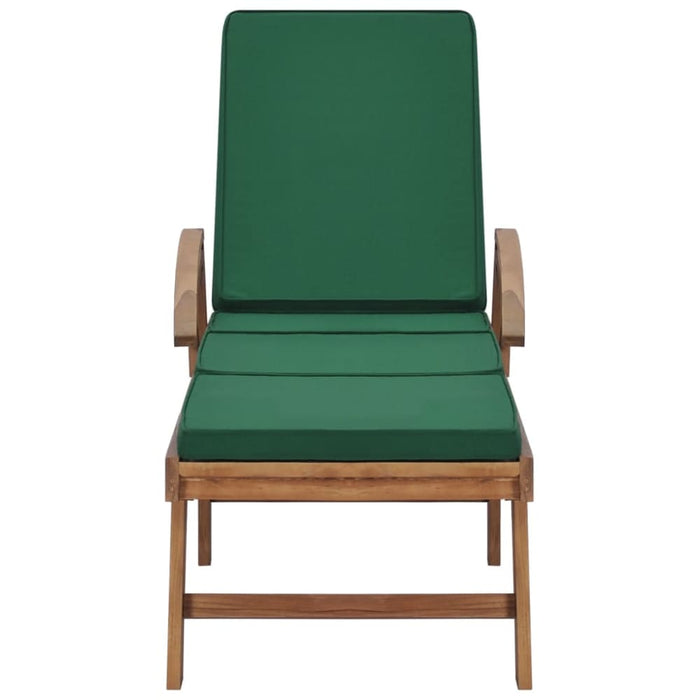 Sun Loungers with Cushions 2 Pcs Solid Teak Wood Green