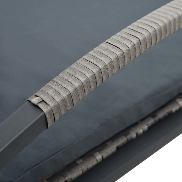 Sun Loungers with Table Poly Rattan Anthracite Aiiai