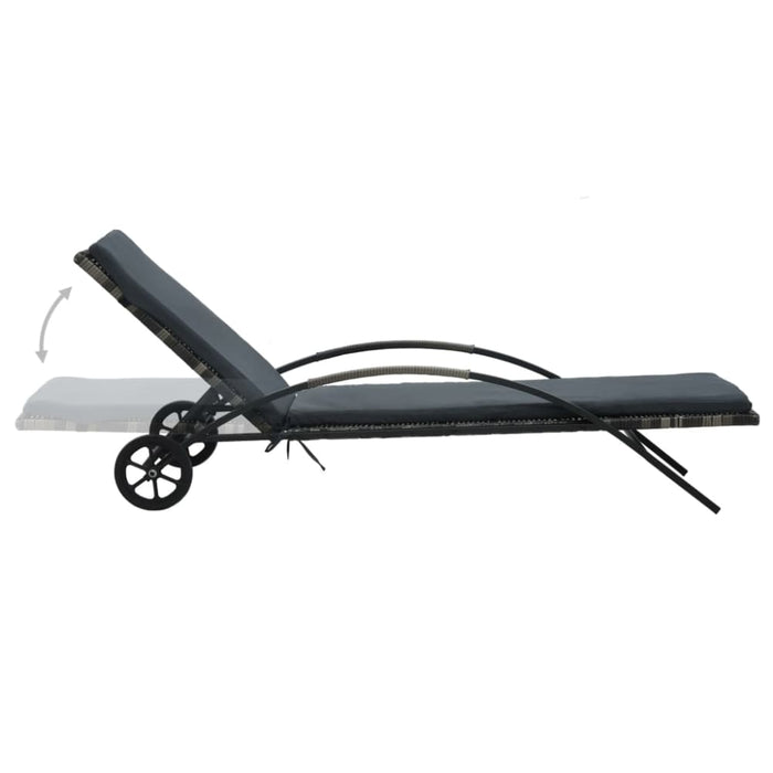 Sun Loungers with Table Poly Rattan Anthracite Aiiai