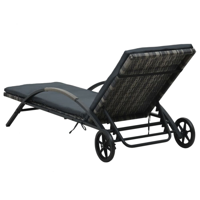 Sun Loungers with Table Poly Rattan Anthracite Aiiai