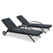 Sun Loungers with Table Poly Rattan Anthracite Aiiai