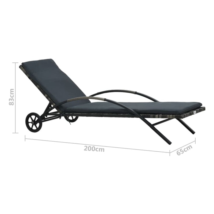 Sun Loungers with Table Poly Rattan Anthracite Aiiai